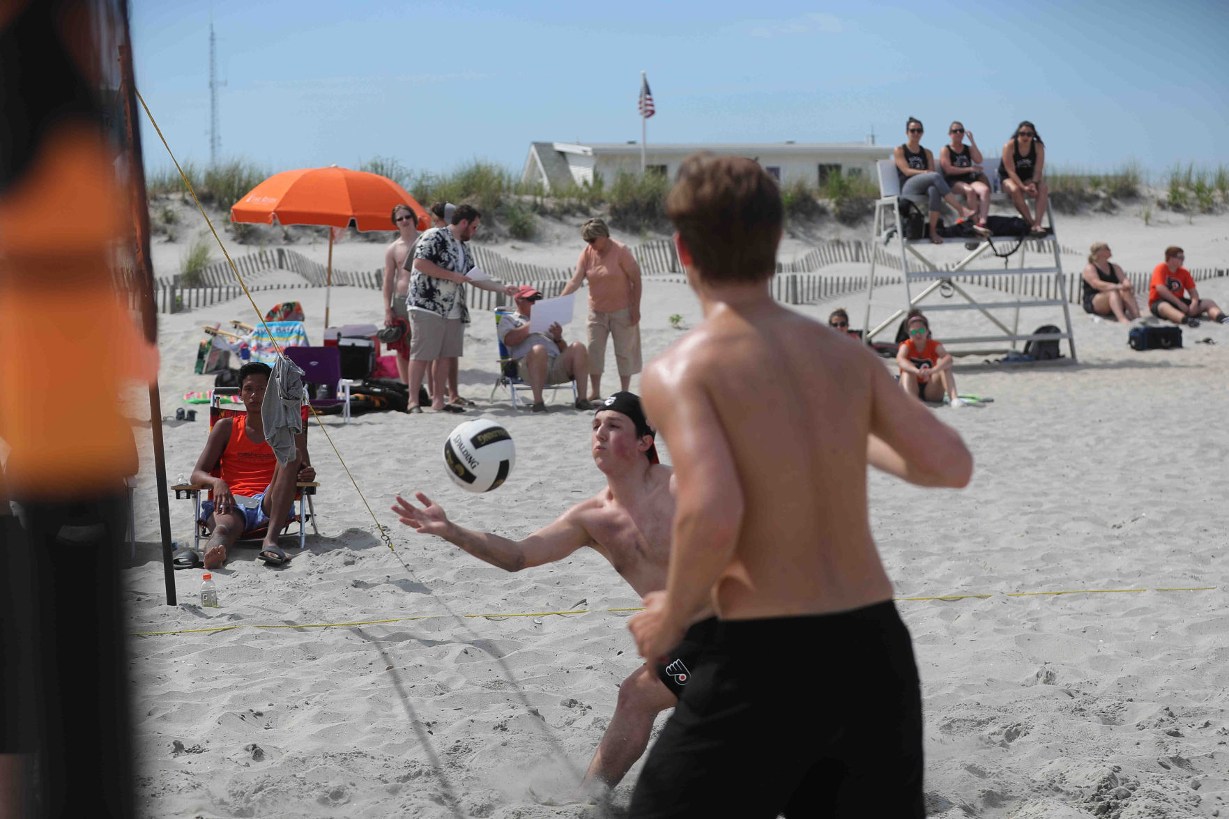 Philadelphia Flyers prospects sign autographs and play volleyball
